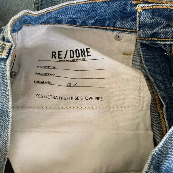 RE/DONE 70's Ultra High Rise Stove Pipe Jeans Blue Women’s 27 NWT Anthropologie - Picture 13 of 15